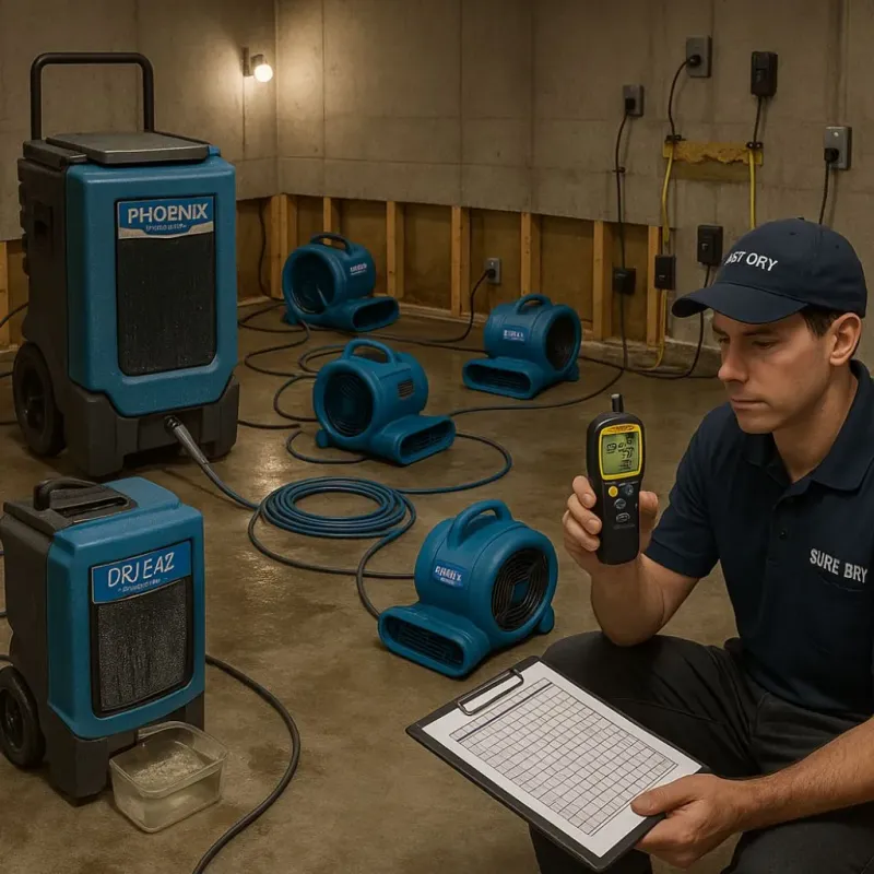 Structural Drying and Dehumidification process in Brewster, MA